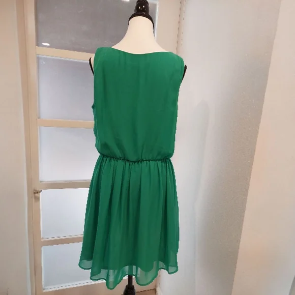 Green Ruffled Smocked Mini Sundress for Wedding Guest - Picture 2 of 5